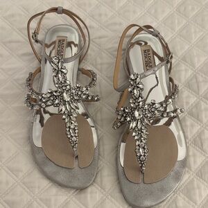 Badgley Mischka Silver Crystal Sandals